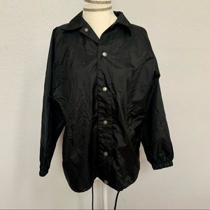 Vintage Badge Black Windbreaker Jacket
